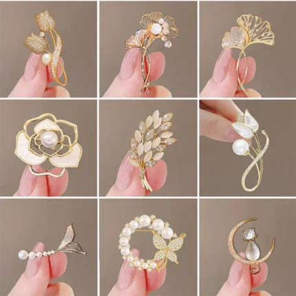 Elegant Pearl Butterfly Rhinestone Brooch - Fashion Clothing Pin